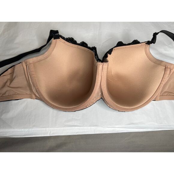 Torrid curve bra size 50 B black/beige Lacey 360 back smoothing lightly lined - Picture 5 of 8